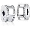 WEIMU Charms Ferma-perle in vero argento sterling 925 per bracciali, ferma-ciondoli per braccialetti con perle, perle ferma-ciondoli, m, Argento sterling, Zirconia cubica