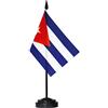 ANLEY Cuba Deluxe Set bandiera da scrivania - Bandiera cubana da tavolo in miniatura da 6 x 4 pollici con asta in tinta unita da 12 - Colori vivaci e resistente allo sbiadimento - Base nera e punta