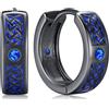 Odinstone Orecchini Uomo Cerchio Orecchino Vichinghi Uomo Nero Blu Celtico Creoli Viking Orecchini Gioielli Nordici per Donna
