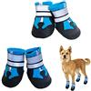 NeuWee Scarpe per Cani, 4 Pezzi scarpe per cani impermeabili con cinturini riflettenti, Suola antiscivolo Protezioni per zampe Stivali per Cani per cani di taglia piccola e media (L, Blu)