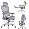 LarkLeaves Sedia Ergonomica da Ufficio con Poggiapiedi e Cuscino Cervicale | Schienale Regolabile 5 Livelli | Supporto Lombare 2D | Braccioli/Testiera 3D | Rete Breathable | per Ufficio/Casa, Grigio