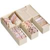 SONGMICS Divisore per Cassetti, Organizzatore per Armadio, Set di 6, Scatole di Stoccaggio Pieghevoli in TNT, per Calze, Biancherie, Reggiseni, Cravatte, Sciarpe, Beige Sabbia RDZ006Y01