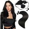 Moresoo Extension Cheratina Capelli Veri Nero Spento 50 cm Remy Extension Invisibili Facili da Indossare Extension Capelli Veri Cheratina Shatush 50g #1B