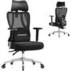 SONGMICS Sedia da Ufficio Ergonomica, Sedia da Scrivania Gaming, Supporto Lombare e Poggiatesta Regolabili, Braccioli, per Diverse Altezze, Portata 150 kg, Nero Inchiostro OBN067BH01