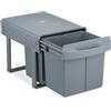 Relaxdays Pattumiera Estraibile, 3 Secchi, Bidoni Raccolta Differenziata Sottlavello, 15L, 2x8L, 34,6x34x51,8 cm, Grigio