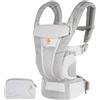 Ergobaby Marsupio Ergobaby Omni Breeze per neonati, 4 posizioni SoftFlex Mesh marsupio anteriore ergonomico marsupio posteriore per neonati (Pearl Grey)