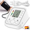 Maxter Sfigmomanometro digitale con voce in spagnolo ON/OFF spina e cavo USB (senza batteria) misuratore di tensione arteriosa e frequenza cardiaca, monitor della pressione sanguigna con bracciale e