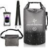 PLCatis Dry Bag 10L Sacca Impermeabile con Marsupio e Custodia per Telefono Sacca Stagna Borsa Impermeabile per Barche Kayak SUP Sport Acquatici e Camping - Nero