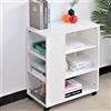 BAKAJI Libreria Bassa Scaffale 4 Ripiani con Ruote in Legno MDF Tavolino da Caffè Laterale Divano Design Moderno per Soggiorno Salotto Casa o Ufficio Colore Bianco Dimensioni: 75 x 35 x 60 cm