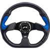 Simoni Racing X2330PUN/PA Volante Sportivo X2 Poly Blue Universale 330 mm, Pelle Nera con Inserti Blu, Razze in Alluminio Anodizzato Nero e Pulsante Clacson