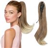 Silk-co Coda Extension Capelli Lisci Cavallo Finta con Pinza Marrone Chiaro/Biondo Chiaro Ponytail Punte Ondulate 40cm 100g
