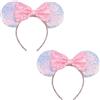 DRESHOW 2 Pezzi Cerchietto con Orecchie da Topo Fasce Orecchie da Topo Cerchietti Carnevale per Donna per Capelli Belle Orecchie da Topo Copricapo Decorazioni
