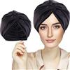 FZHGVML Cuffia Seta Capelli Ricci, Cuffia Capelli Ricci Notte per Dormire, Doppio Strato Cuffia di Seta per la Notte Capelli Ricci, Abbina Fascia Elastica Forte Applicare al Lavaggio, Trucco, Sport (Nero)