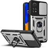 ESTH® Cover per Xiaomi Redmi Note 12 Pro 4G con Custodia per Fotocamera Scorrevole e Supporto ad Anello [Custodia Paraurti Compatibile con Supporto Magnetico per Auto], Argento