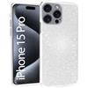 N NEWTOP 3in1 Cover Compatibile Apple iPhone 15 Pro, Custodia Case GLITTER Brillantini Paper Interno Bling TPU + PC Flessibile Morbida Case Posteriore Lucida Protezione Fotocamera (Argento)