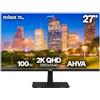 Nilox NXM272K012 Monitor 27, 2K, Schermo Gaming 100Hz, Connessioni HDMI, Riduzione Luce Blu Tecnologia