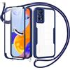 Jrkvniv Cover per Xiaomi Redmi Note 11 Pro con Cordino,360 Gradi Trasparente Custodiacon con Protezione Schermo Integrata,Bumper Rugged Custodia con Regolabile Tracolla Corda Collana per 6.67-Blu