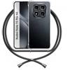 ANFAIRLACE Cover Cordino Compatibile con Xiaomi Redmi Note 15 Pro 5G, Nero | Custodia Laccio Trasparente Silicone Morbido Regolabile Antiurto Rinforza Angoli Chiaro Case