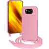 FERLAN Custodia per Xiaomi Poco X3 NFC Cover con Cordino,Nero Silicone Antiurto TPU Morbido Case Corda Collana Necklace Regolabile Stylish con Catena Ultra Sottile Cover per Xiaomi Poco X3 NFC,Nero