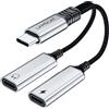 LAMSCAT Splitter a Y USB C 1 a 2 per la ricarica e i dati - Adattatore C a C con doppio connettore Hub per cellulare, Mac, laptop, pad (C-C nero)