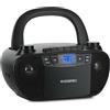 Beatfoxx CDB-1016 BK Boombox con cassetta, lettore CD, radio portatile, registratore con ingresso AUX e uscita cuffie - Funzionamento tramite cavo o 6 batterie