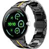 HinZann Cinturino per Google Pixel Watch 5/4/3 45mm - Nero Oro | Acciaio Inossidabile, Metallo Cinturini di Ricambio per Uomo Donna, Regolabile, Smartwatch Bracciale