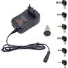 GutReise Adattatore universale da 220 V a 6 V, 9 V, 12 V, 15 V, 18 V, 24 V, adattatore di ricarica DC regolabile, 41 W, 5 V, 2,1 A, per adattatore WLAN e elettronica, 6 adattatori selezionabili