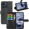 betterfon Custodia compatibile con Motorola Moto G86 5G, custodia a portafoglio in TPU di alta qualità con scomparti per carte di credito, chiusura magnetica, colore nero