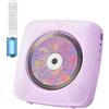KOVCDVI Lettore CD Portatile per uso domestico con altoparlanti, Bluetooth e telecomando, lettori CD da tavolo e da parete con radio FM, supporto per riproduzione USB/AUX e presa per cuffie viola