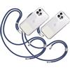 TBOC 2X Cordino Catenella Laccio Strap Porta Cover [Blu Scuro] con Toppa Plastica [Bianco Ice] per Telefono Cellulare Collo - Tracolla Catenina con Cordini da Cellulari Accessori Universale Laccetti
