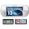 AWESAFE Android 13 Autoradio per Fiat 500 (2007-2015) 7 Pollici Car Radio con CarPlay/Android Auto GPS Bluetooth WIFI FM RDS Comandi al Volante (Bianco)
