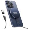 EXW Caricatore wireless per iphone Magnetico, Base di Ricarica Wireless Rapida per iPhone Serie 17/16/15/14/13/12 per AirPods 4/3/2/Pro con Doppia Porta di Ricarica, Blu(Alimentatore non incluso)