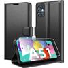 Eirltiy Cover per Samsung Galaxy A51 Portafoglio Pelle PU Premium, Custodia Scomparti Carte Antiurto Protettiva Case con 1 Vetro Temperato, Nero