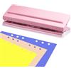CAAGGMM Perforatrice a 6 Fori, Perforatrice per Carta, Capacita 6 Fogli Perforatore Portatile Regolabile in Metallo a 6 Fori, Foratrice per Carta Buca Fogli da Tavolo, per A3, A4, A5, B3, B4, B5 (Rosa)