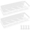 FoiiLiio Mensola Doccia 2 Pezzi Mensola Doccia Senza Foratura 30cm Mensole Bagno Portaoggetti Doccia Inox con 4 Ganci Porta Bagnoschiuma Shampoo da Doccia, Bianca