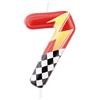 mciskin Red Racing - Candele per 7° compleanno, decorazioni per 7° compleanno per ragazzo e ragazza, candela rossa numero 7 per torta, decorazioni per torte a tema auto da corsa a tema auto da corsa