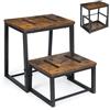 LIANTRAL Sgabello a 2 Gradini per Adulti e Bambini, Stabile Sgabello in Metallo con Piano in Legno, Supporta fino a 160KG, Poggiapiedi, Design 2-in-1 con Sgabello Pieghevole, Marrone Retro