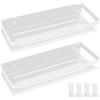 FoiiLiio Mensola Doccia Bianca 2 Pezzi Mensole Bagno Portaoggetti Doccia Inox 30cm Mensola Doccia Senza Foratura con 4 Ganci Portaoggetti Doccia per Accessori Doccia