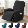 Yunlaishaocer Set di 4 Copri Poltrona Relax Reclinabile, Copripoltrona 1 Posto Elasticizzato con Tasche e Braccioli,Utte le Inclusive Strisce Jacquard, Lavabile (Nero)