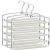 SONGMICS Grucce Appendiabiti, Grucce Pantaloni a 5 Livelli, Salvaspazio in Metallo con EVA Antiscivolo, Organizzatore, Set di 3, 45 x 40 x 0,5 cm, Porta Cravatte, Grigio, Collezione Patiya CRI041GY