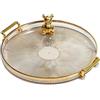 MYMM Vassoio decorativo rotondo da 26,9 cm, con manico, moderno vassoio da toeletta e vassoio ottomano, tavolino da caffè, cucina e bagno, per caffè, colazione, cibo e bevande (ambra)