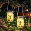 Caldarax 2 Pezzi Lanterne Solari da Esterno Appendere, Fata Farfalla in Barattolo di Vetro, LED Lanterna Solare da Esterno, IP65 Impermeabile Lampada Solare da Giardino per Terrazza Festa Decorazioni (Caldo)