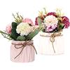 Lostwry 2PCS Fiori Artificiali Ortensia con Vaso Bouquet Finti per Decorazioni Artificiali Piante da Interno e Esternoper Casa Ufficio Giardino Patio