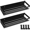 FoiiLiio Mensola Doccia Nera 2 Pezzi Mensole Bagno Portaoggetti Doccia Inox 30cm Mensola Doccia Senza Foratura con 4 Ganci Portaoggetti Doccia per Accessori Doccia