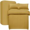 My home store - Set da letto con copripiumino 3 pezzi con inserti in satin e federa, in microfibra spazzolata morbida, 30 CM di profondità e 1 federa - Set di biancheria da letto singolo (Ochra)