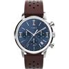 Timex Marlin - Orologio cronografo da uomo con cinturino in pelle, Blu, Bracciale