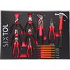 SIXTOL Mechanic Tool Tray 4 | Modulo utensile 15 pezzi | Pinze, martello, perforatrici | Inserto Eva per carrello da officina