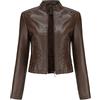 YYNUDA Giacca in pelle con borchie corte da donna, tinta unita e maniche lunghe, stile Moto Biker,Marrone,M