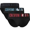 Calvin Klein Hip Brief 3Pk 4W8 - Black W Ombre Blue Logo Blac Medium
