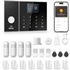 PGST WiFi Sistema di Allarme Casa Senza Fili,GSM SMS Sistema Antifurto Completo con Sirena Allarme 120dB,Telecomando Intelligente,Display LCD, Invite vocale,Sicurezza per la ufficio,Casa